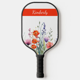 Palas De Pickleball Flores silvestres personalizadas acuarela vibrante
