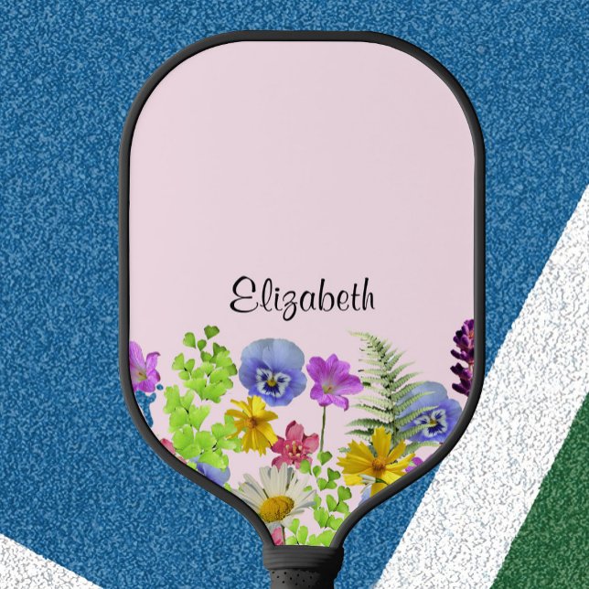 Palas De Pickleball Flores silvestres rosadas de bonito con nombres pe (Subido por el creador)