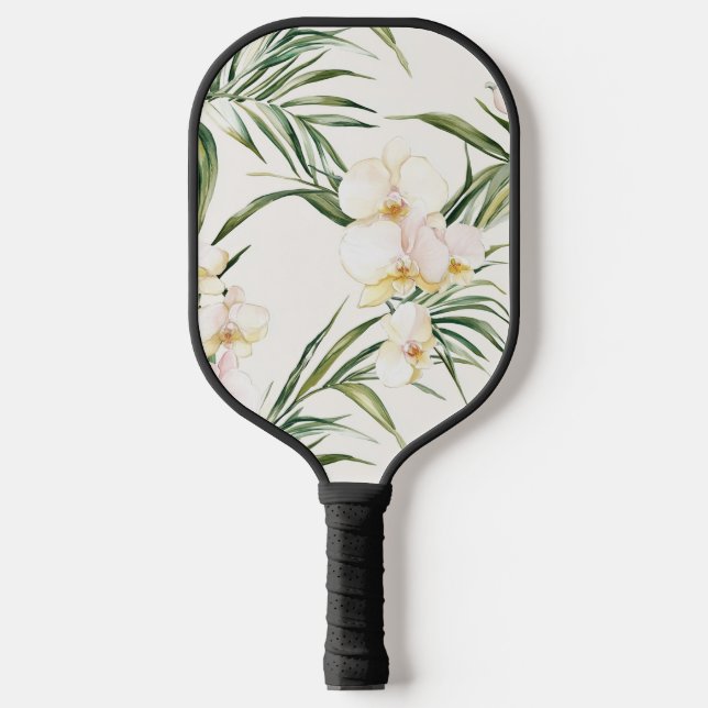 Palas De Pickleball Flores tropicales de orquídeas blancas (Anverso)