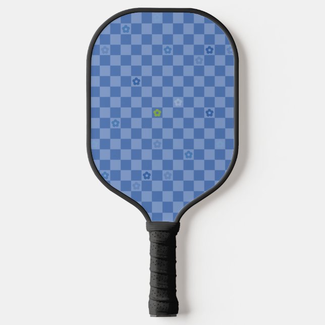 Palas De Pickleball Flower Checkered Pattern No. 01 - Light Blue (Anverso)