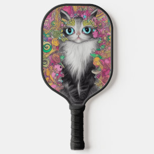 Palas De Pickleball Fondo Intrincado del Gato Oído Azul