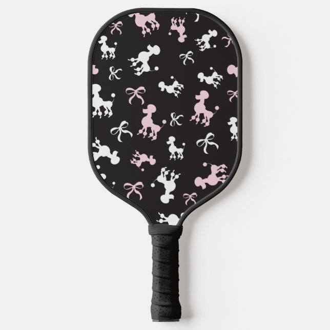 Palas De Pickleball Fondo negro de cangrejo rosa y blanco (Anverso)