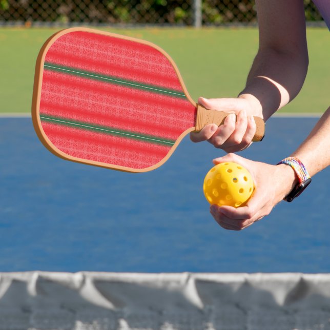 Palas De Pickleball fondo rayado rojo y verde (in situ)
