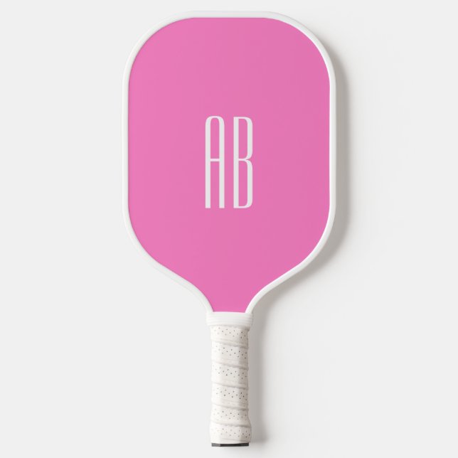 Palas De Pickleball Fondo rosado blanco monogramo (Anverso)
