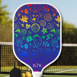 Palas De Pickleball Forma rápidamente colores arcoiris fondo púrpura