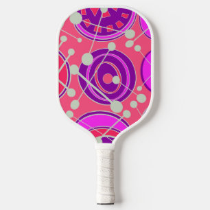 Palas De Pickleball Formas geométricas abstractas, funky, rosadas, mor
