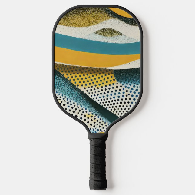 Palas De Pickleball Formas ocre y azul con texturas (Anverso)