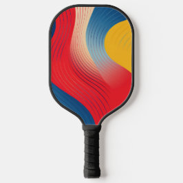 Palas De Pickleball Formas onduladas en amarillo, azul y rojo