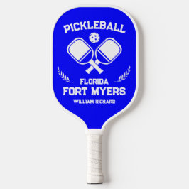 Palas De Pickleball Fort Myers Florida Personalizado blanco y azul de 