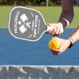 Palas De Pickleball Fort Myers Florida Personalizado blanco y gris de 