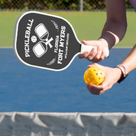 Palas De Pickleball Fort Myers Florida Personalizado blanco y negro de
