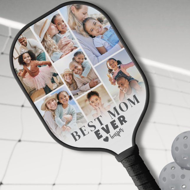 Palas De Pickleball Foto de Mamá Madre (Best Mom Ever Photo Collage Mothers Day Pickleball Paddle)