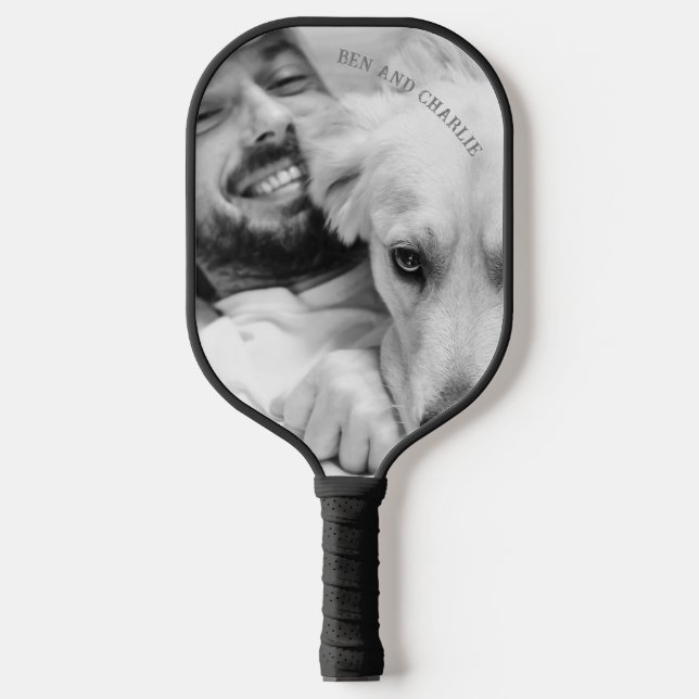 Palas De Pickleball Foto de perro blanco y negro (Anverso)