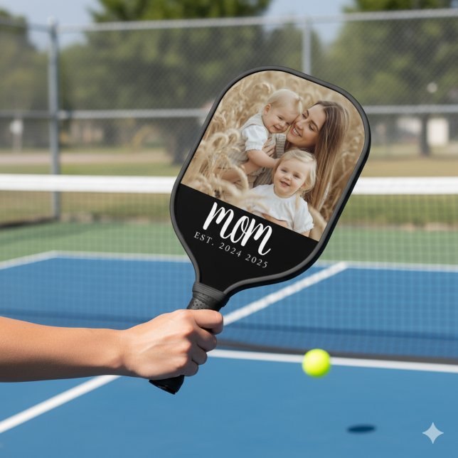 Palas De Pickleball Foto De Un Guión De Diversión De Mamá (modern script mother's day mom established date with custom photo pickleball paddle for christmas)
