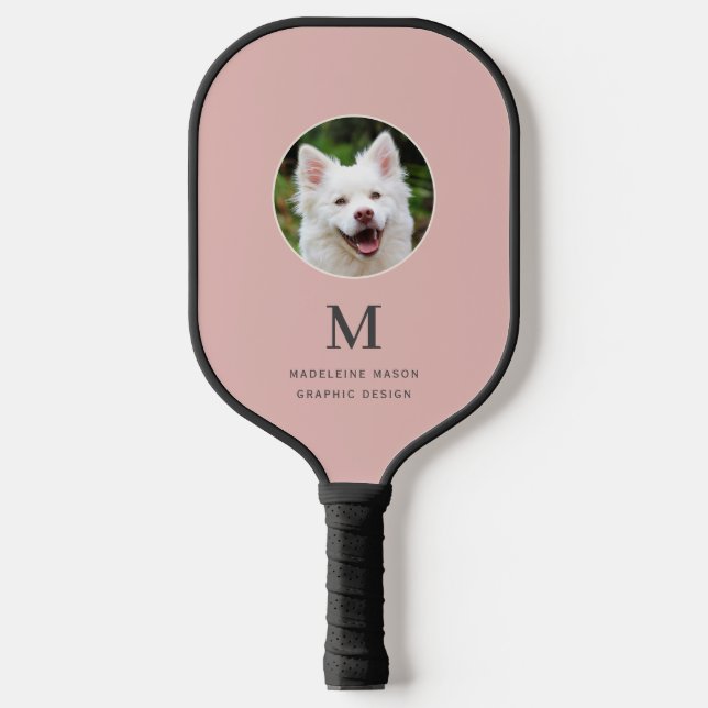 Palas De Pickleball Foto Mascota rosa de Rubor personalizada (Anverso)