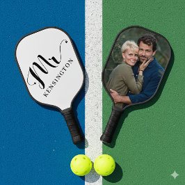 Palas De Pickleball Foto personalizada de tipografía de señor recién c