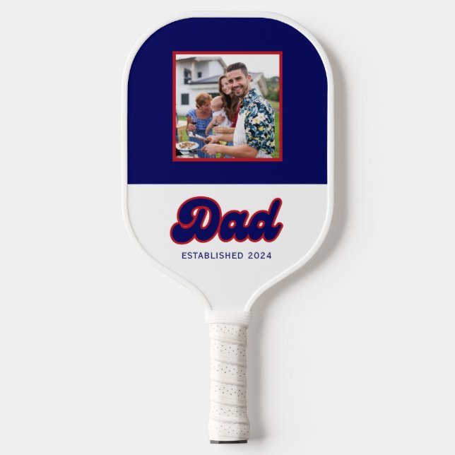 Palas De Pickleball Foto y año del personalizado de papá, rojo retro y (Anverso)