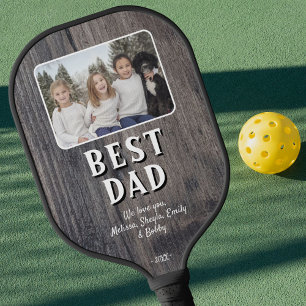 Palas De Pickleball Fotografía Rustic Wood Mejor Papá Nunca Niños