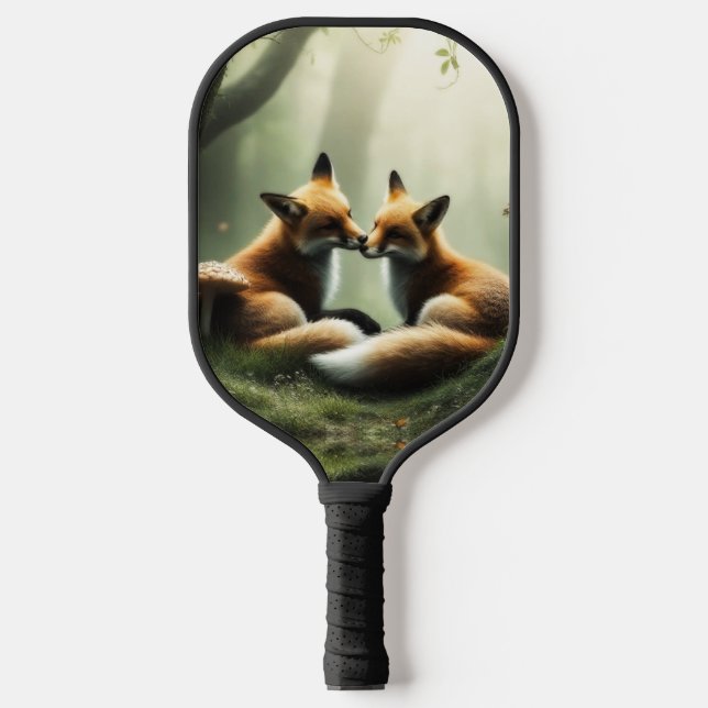 Palas De Pickleball Fox Cuddle en un bosque polvoriento (Anverso)