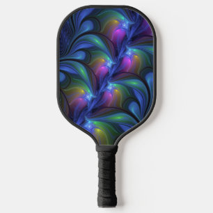 Palas De Pickleball Fractal verde rosa azul luminoso colorido abstract