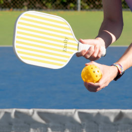 Palas De Pickleball Franjas Amarillas Modernas Nombre Personalizado