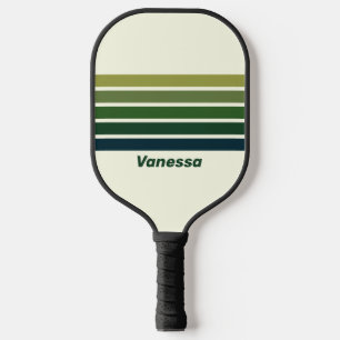 Palas De Pickleball Franjas verdes retro cinco a lo ancho con nombre