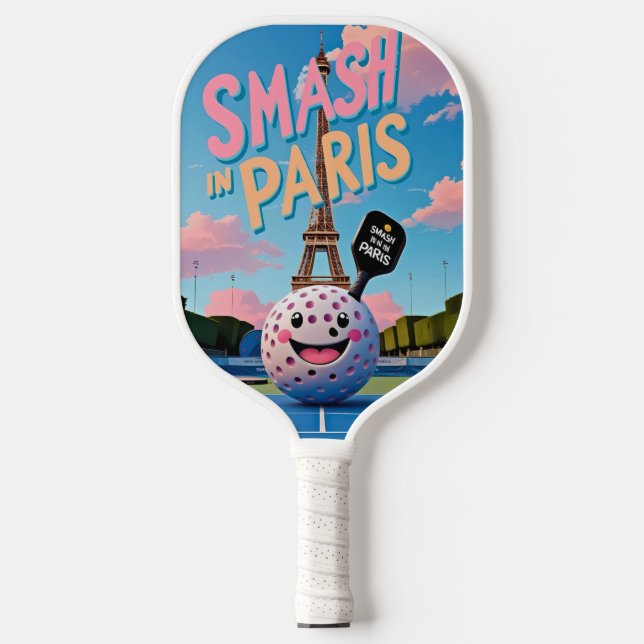 Palas De Pickleball Fraude Eiffel - Diseño de baloncesto en París (Anverso)