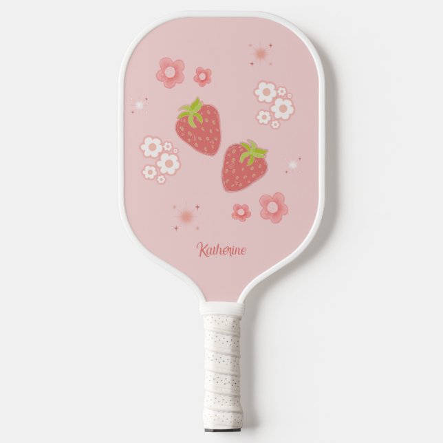 Palas De Pickleball Fresa con flores. (Anverso)