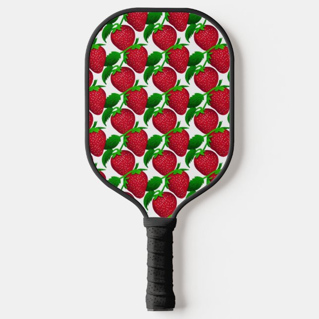Palas De Pickleball Fresas en el patrón de fondo blanco (Anverso)