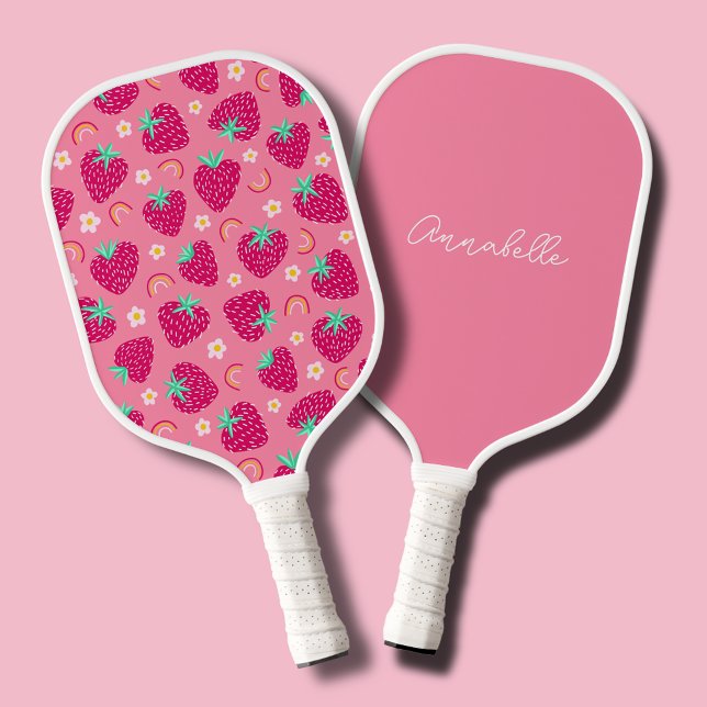 Palas De Pickleball Fresberry lindo (Personalized pink strawberry pickleball paddle)