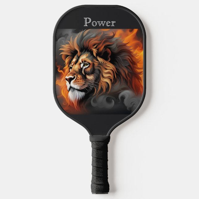 Palas De Pickleball Fuego de leones. Palabras de personalizable y Mono (Anverso)