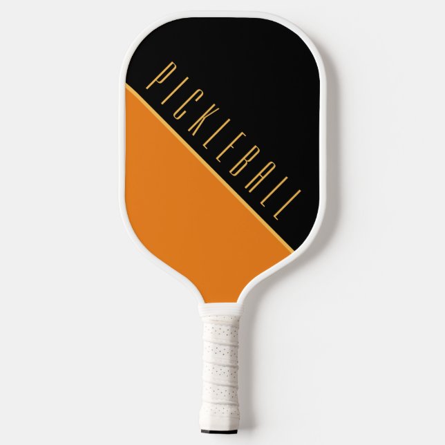 Palas De Pickleball Fun Black Naranja Blue Diagonal Pickleball (Reverso )