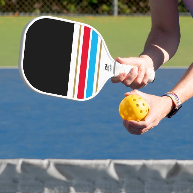 Palas De Pickleball Fun Black White Bright Red Sky Blue Carreras (in situ)