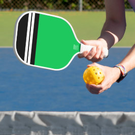 Palas De Pickleball Fun Black White Top Strips Lime Green Color Block