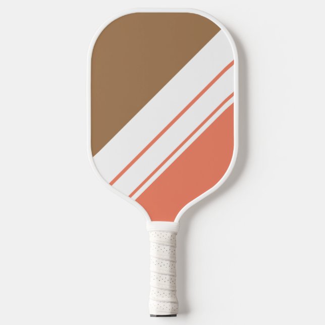 Palas De Pickleball Fun Guay Retro Naranja Rayos Blancos Marrones (Anverso)