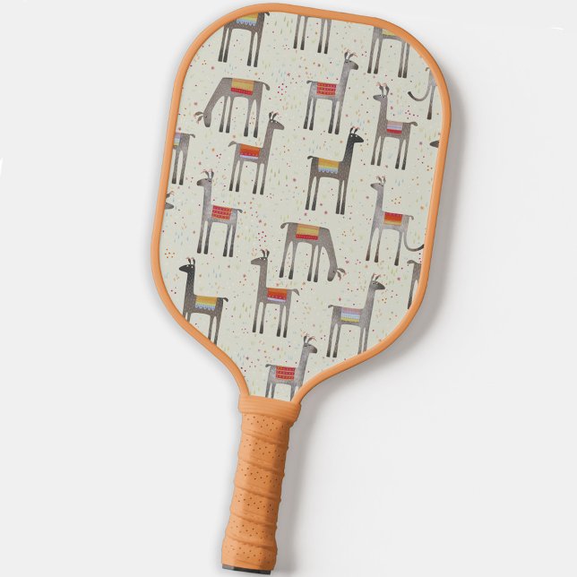 Palas De Pickleball Fun Llama Alpaca (Fun llama alpaca pattern pickleball paddle with original art by Nic Squirrell. )