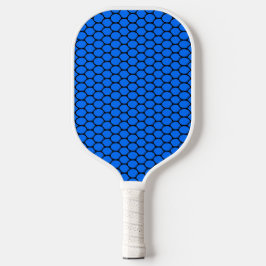 Palas De Pickleball Fun Vivid Blue Black Tiled Oval Honeycomb Pattern