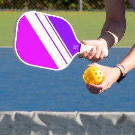 Palas De Pickleball Fun Vivid Pink Bright Purple White Sports Stripes