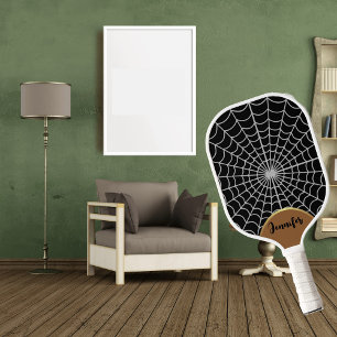 Palas De Pickleball Funky Dark Halloween Spooky Spider Web Gold Arch
