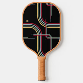 Palas De Pickleball Funky Retro Wavy Stripes Rojo Azul Negro