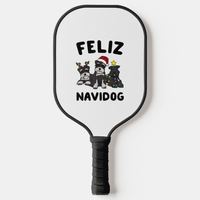Palas De Pickleball Funny Feliz Navidog Ministra Schnauzer amante del  (Anverso)