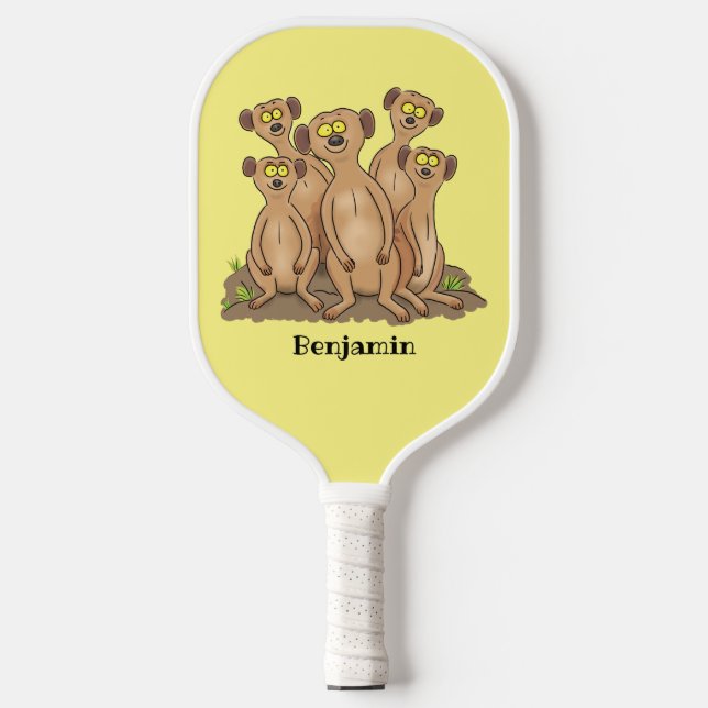 Palas De Pickleball Funny meerkat ilustracion personalizado familiar (Anverso)