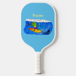 Palas De Pickleball Funny personalizado de surf con lagarto frito