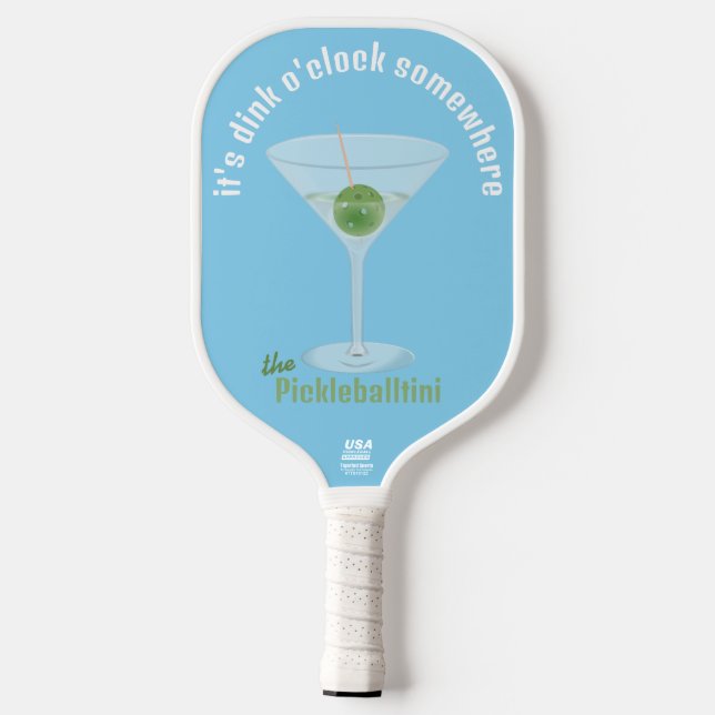 Palas De Pickleball Funny Pickle Martini Dink O'Clock - Azul (Reverso )