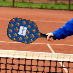 Palas De Pickleball Funny SuperPickleman sobre azul personalizado