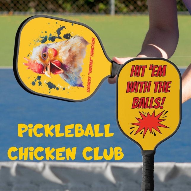 Palas De Pickleball Funny Watercolor Chicken Personalized (Subido por el creador)
