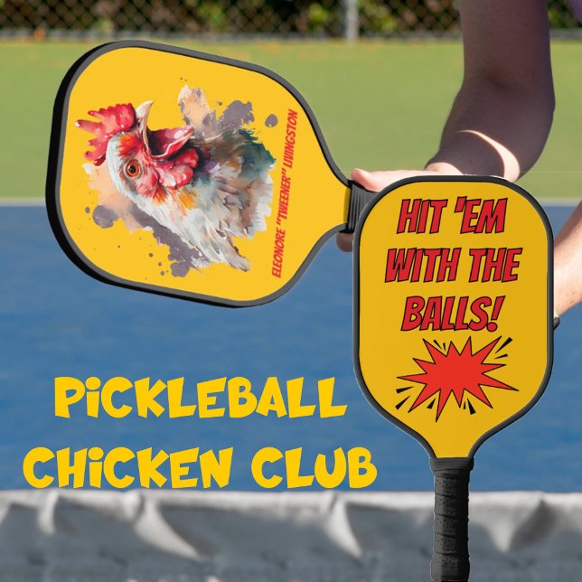Palas De Pickleball Funny Watercolor Chicken Personalized (Subido por el creador)