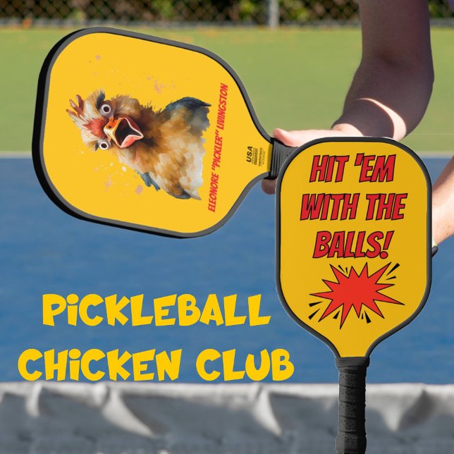 Palas De Pickleball Funny Watercolor Chicken Personalized (Subido por el creador)