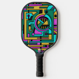 Palas De Pickleball Fusión geométrica ciberpunk Art Deco