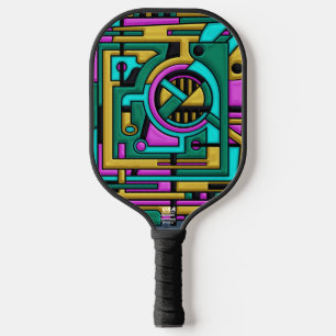 Palas De Pickleball Fusión geométrica ciberpunk Art Deco